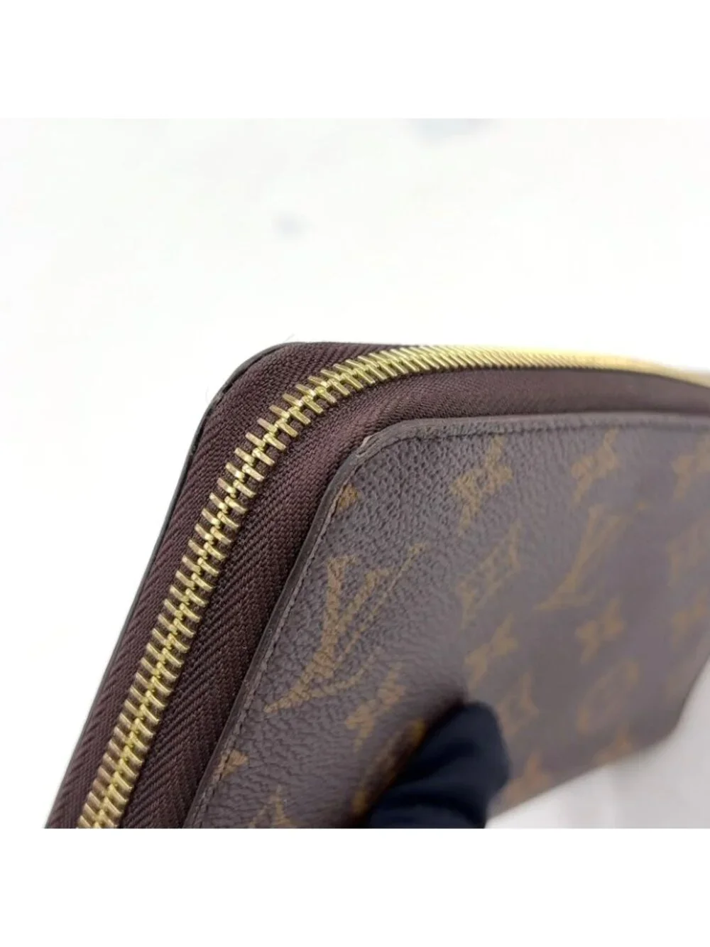 Louis Vuitton Zippy Wallet Monogram Leather Brown Round Gold